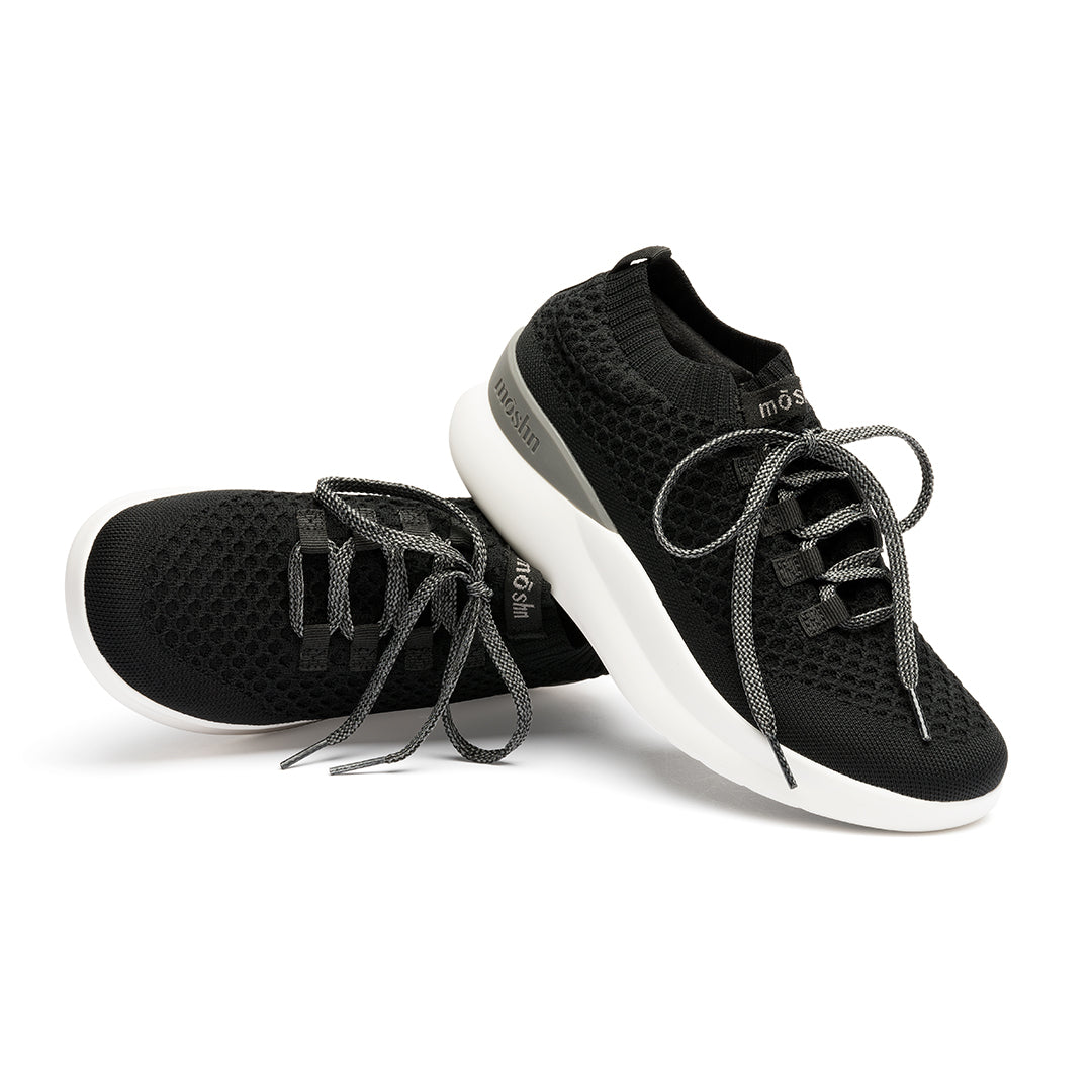 A pair of black 21040639_1pair_hi-res_SQ sneakers with lace-up closure, featuring a textured upper and a white sole.