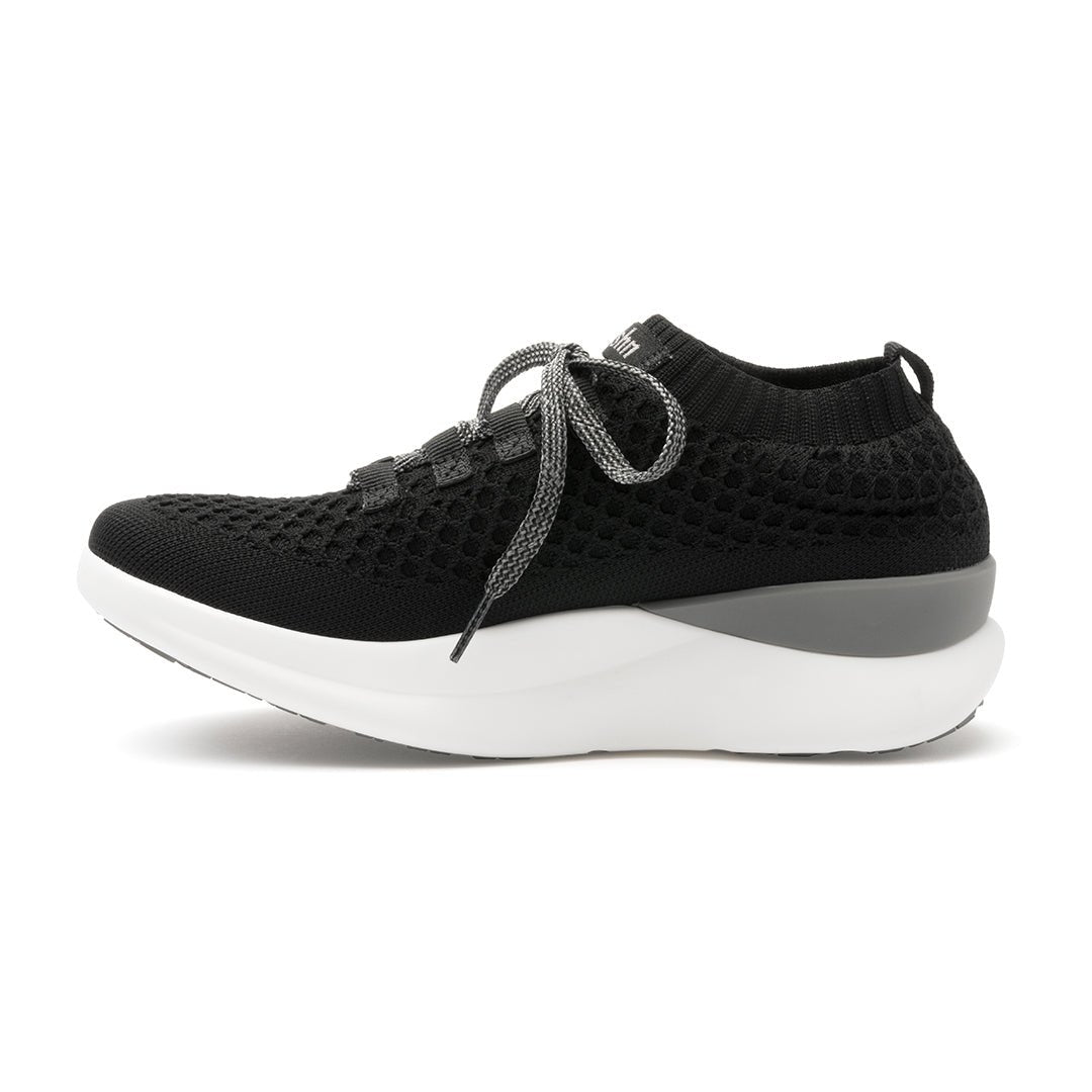 A pair of black 21040639_1pair_hi-res_SQ sneakers with lace-up closure, featuring a textured upper and a white sole.