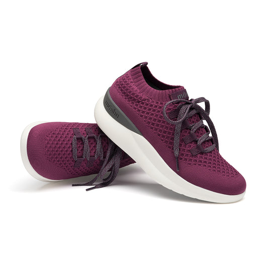 A pair of 21040727_dark purple sneakers with lace-up closure pair view