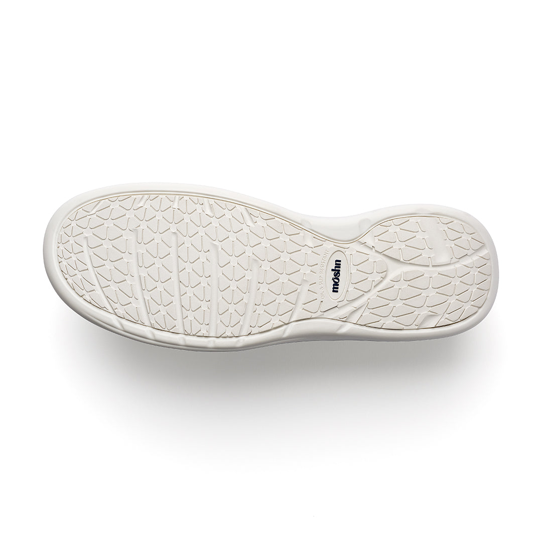 Leap shoe outsole with PURGrip¨ tread for slip-resistant traction, designed for secure footing on slick surfaces.